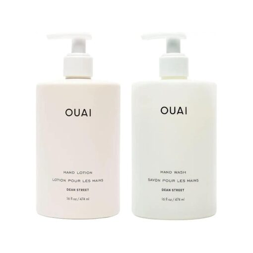 OUAI Hand Wash and Hand Lotion Set, Dean Street Scent - Moisturizes and Exfoliates with Daily Use - Made with Jojoba Esters, Avocado & Rosehip Oils - 16 fl oz Each