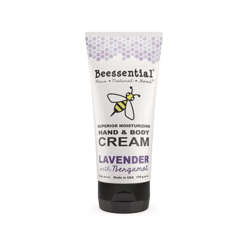 Beessential All Natural Hand And Body Cream, Lavender and Bergamont Essential Oils, with Moisturizing Shea & Cupuacu Butter, Olive Oil, Beeswax - Made in the USA, 6 oz