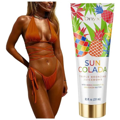 Suncolada Triple Bronzing Pineapple Sun Tanning Lotion | Tanning Lotion for Indoor and Outdoor | Natural Fruit Extracts for Long Lasting Smooth Moisturizing Hydrating Anti Aging Skin - 8.5 fl oz