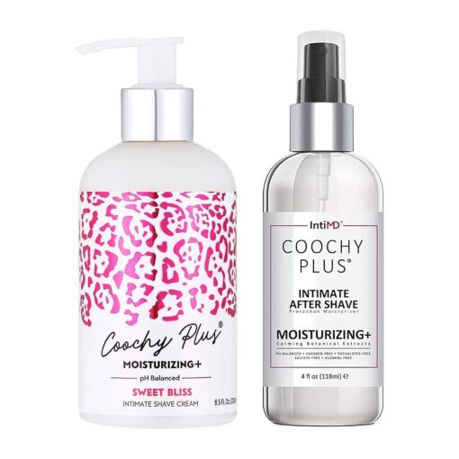 Coochy Plus Intimate Shaving Complete Kit - SWEET BLISS & Organic After Shave Protection Soothing Moisturizer Mist - Antioxidant Formula Prevents Razor Burns, Itchiness & Ingrown Hairs