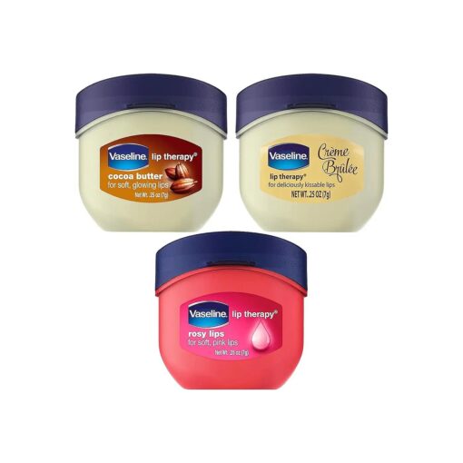 Vaseline Lip Therapy Bundle - Creme Brulee, Rosy Lips & Cocoa Butter, 0.25 Ounce ( Pack of 3 )