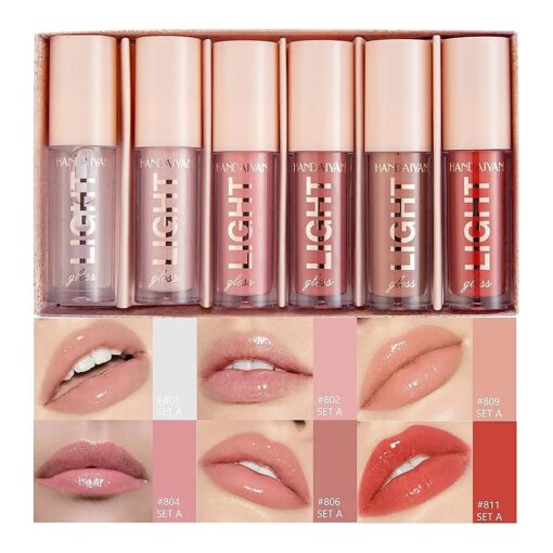 MAEPEOR Moisturizing Lipgloss Set 6PCS Smooth Hydrating Lip Gloss Neutral Nude Nourishing Glossy Lipgloss for Women and Girls ( Moisturizing, 6PCS Set A )