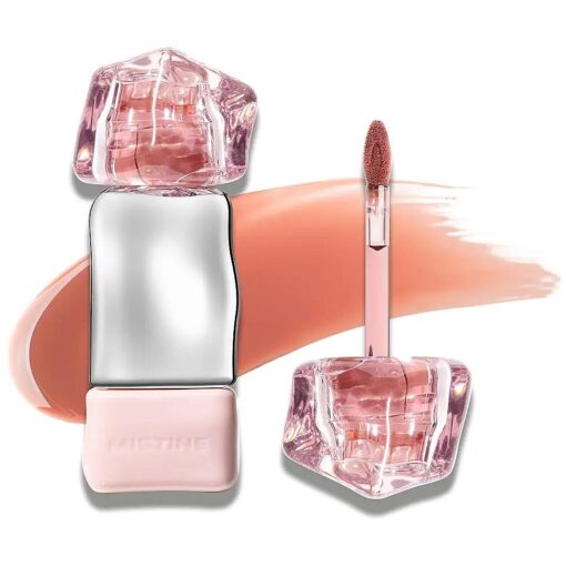 Mistine Lip Gloss, Non-sticky Lip Tint Gloss with 1 % Peptide, Lightweight Feeling Lip Gloss, J01 Until Sunset, Limited-edition