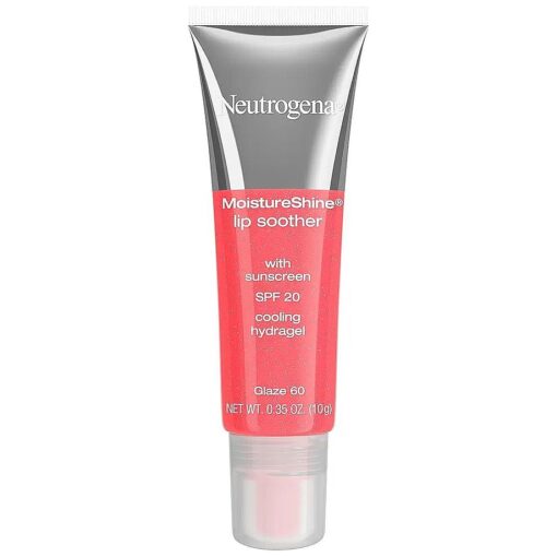 Neutrogena MoistureShine Lip Soother Gloss with SPF 20 Sun Protection, High Gloss Tinted Lip Moisturizer with Hydrating Glycerin and Soothing Cucumber for Dry Lips, Glaze 60, .35 oz