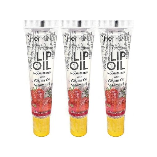 HerMINE Hydrating Lip Oil with Argan oil & Vitamin E Clear Long Lasting Nourishing Lip Oils Moisturizing Gel Multi-Packs Softening Clear Oil