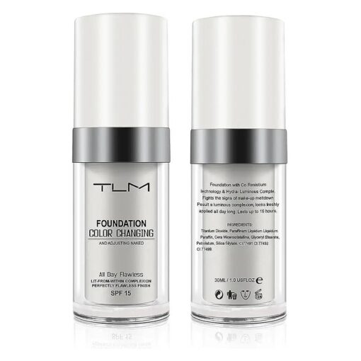 TLM Colour Changing Foundation, Flawless Color Changing Foundation Makeup Base Moisturizing Liquid Foundation for Women Girls SPF15, Sunscreen, Non-greasy, Non-marking, Long lasting ( 2Pack )