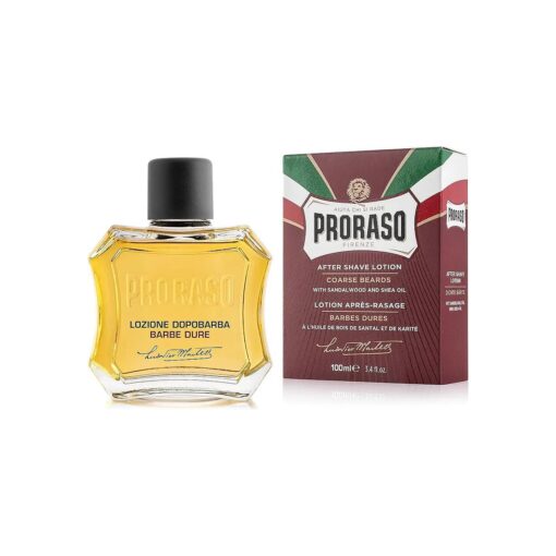 Proraso After Shave Lotion, Moisturizing and Nourishing for Coarse Beards with Sandalwood Oil and Shea Butter, 3.4 Fl Oz