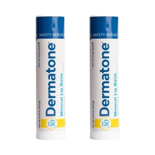 Dermatone Mineral Lip Balm SPF 30 | Moisturizing, Reef Safe, Oxybenzone Free | Broad Spectrum Sunburn Protection | Zinc Oxide Lip Sunscreen | Lip Balm with Sunscreen SPF 30 | 0.15 oz ( 2-Pack )