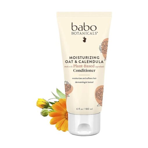 Babo Botanicals Moisturizing Oat & Calendula Conditioner - Silicone-Free - For Dry or Sensitive Skin - For all ages - Vegan - Lightly Scented