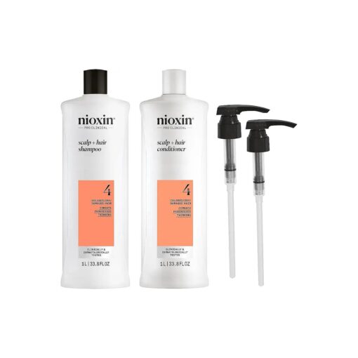 Nioxin System 4 Shampoo & Conditioner Prepack, For Color Treated Hair with Progressed Thinning, Pumps Included, 33.8 fl oz ( Packaging May Vary )