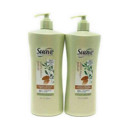 Suave Professionals Moisturizing Shampoo and Conditioner for Dry Hair Almond and Shea Butter Paraben-free and Dye-free 28 oz, 2 Count