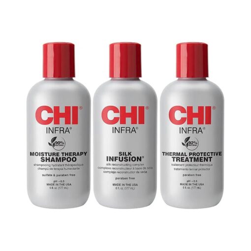 CHI Infra Thermal Care Kit, Moisturizing & Restoring Shampoo, Color Protectant & Serum, Sulfate, Paraben, & Cruelty-Free, 6 Oz ( 3 Products )