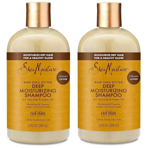 SheaMoisture Moisture Retention Shampoo for Dry, Damaged or Transitioning Hair Raw Shea Butter Shampoo to Hydrate Hair, 13 Fl Oz ( Pack of 2 )