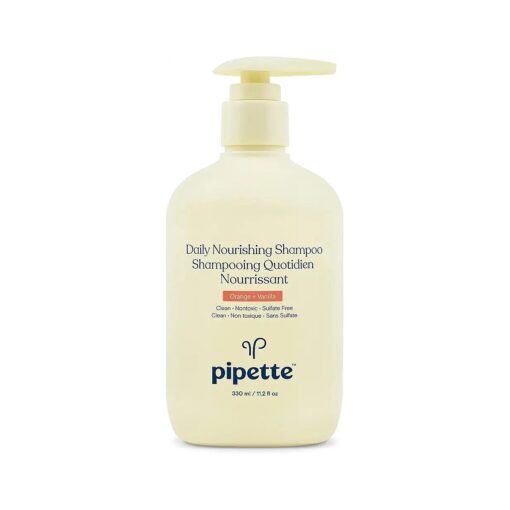 Pipette Daily Nourishing Shampoo - Tear Free Shampoo for Kids, Adds Moisture, 100 % Plant-Derived Squalane and Quinoa, Orange + Vanilla Aroma, 11.2 fl oz