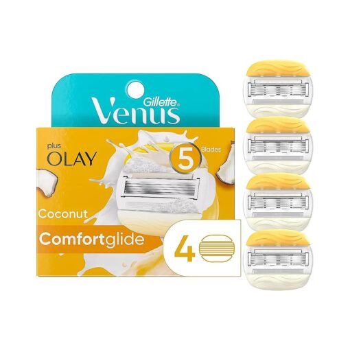 Gillette Venus ComfortGlide Womens Razor Blade Refills, 4 Count, Infused with Olay Coconut Scent