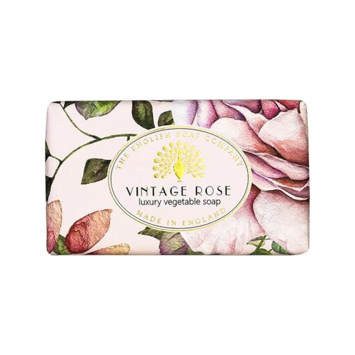 The English Soap Company, Vintage Wrapped Shea Butter Soap, Vintage Rose, 200g