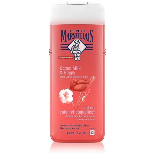 Le Petit Marseillais Extra Gentle Shower Creme Cotton Milk & Poppy 400 Ml, 13.5 Fluid Ounce