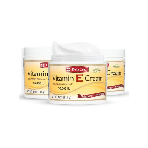 De La Cruz Vitamin E Cream Moisturizer for Face and Neck - Moisturizing Skin Care for All Skin Types - Made in USA