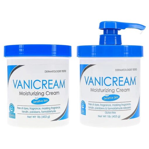 Vanicream Moisturizing Skin Cream with Pump Dispenser Plus Bonus Jar Combo Pack, 1 Pound Each