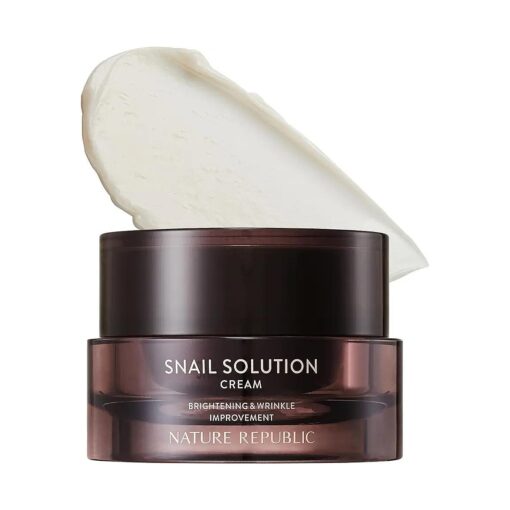 Moisturizing Snail Solution Cream - Nature Republic Korean Skin Care Texture Wrinkles Fine Lines Improving Elasticity Strengthen 52ml/1.75fl.oz