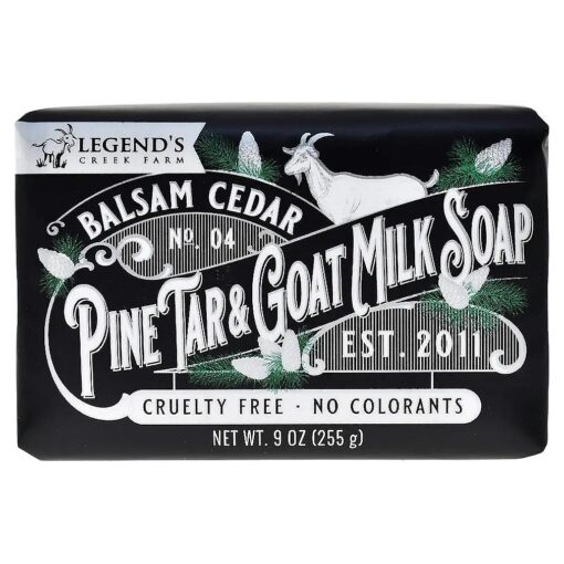 Legend 's Creek Farm Goat Milk Soap - Triple Milled Moisturizing Soap Bar for Hands and Body - 9 Oz Creamy Lather, Nourishing, Natural Soap for Sensitive Skin ( Balsam Cedar & Pine Tar, Pack of 1 )