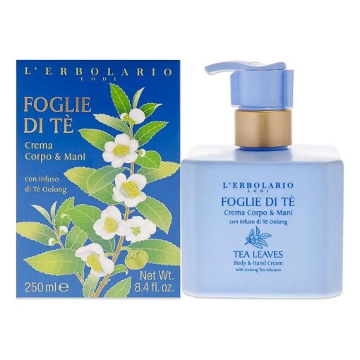 L'Erbolario Tea Leaves Body and Hand Cream - Moisturizing Body and Hand Cream for Dry Skin - Oolong Tea Infused - Cocoa Butter and Vitamin E - 8.4 oz