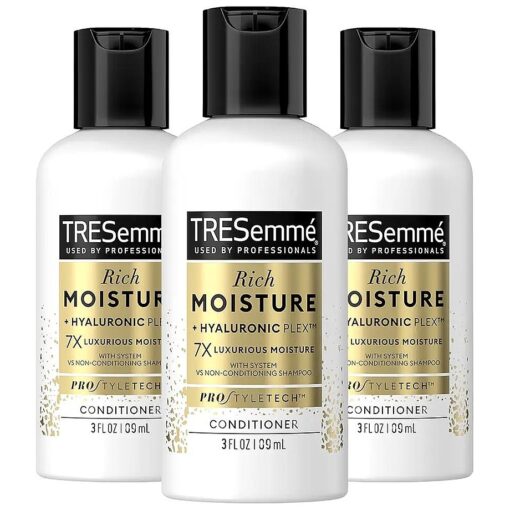 TRESemme Conditioner Moisture Rich - Ceramide + Hyaluronic Acid, Travel-Size Conditioner for Damaged Hair, Moisturizing Conditioner TREsemme, Hair Care Products for Women/Men, 3 Oz ( Pack of 3 )