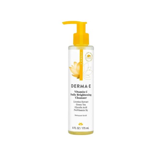 DERMA-E Vitamin C Cleanser - Daily Brightening Cleanser - Hydrating Face Wash to Even Out Skin Tone - Moisturizing Face Cleanser for a Radiant Glow, 6 fl oz