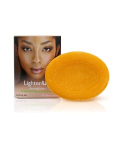 LightenUp Papaya Soap - 13.5 fl oz / 100 g- Natural Papaya Soap Bar - Moisturizing Exfoliating Soap with Papaya Extract, Coconut Oil & 4 % Shea Butter - Brightening Bath Soap for All Skin Types