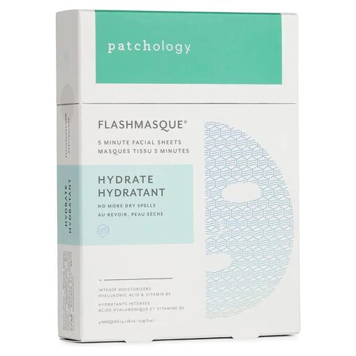 Patchology Hyaluronic Acid Facial Sheet Mask w/Vitamin B5 - Men & Women Face Masks Skincare Sheet for Moisturizing and Hydrating Skin in 5 Minutes - Best Face Sheets Moisturizer ( 4 Count )