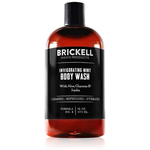 Brickell Men 's Invigorating Mint Body Wash for Men, Natural and Organic Deep Cleaning Shower Gel with Aloe, Glycerin, and Jojoba, Sulfate Free