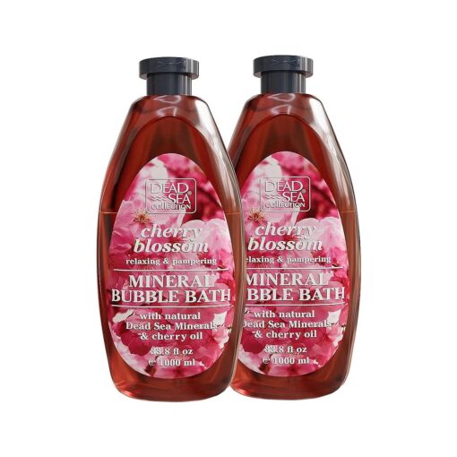 Dead Sea Collection Cherry Blossom Bubble Bath for Women and Men with Dead Sea Salt - Nourishing and Moisturizing Skin - Pack of 2 ( 67.6 fl.oz )