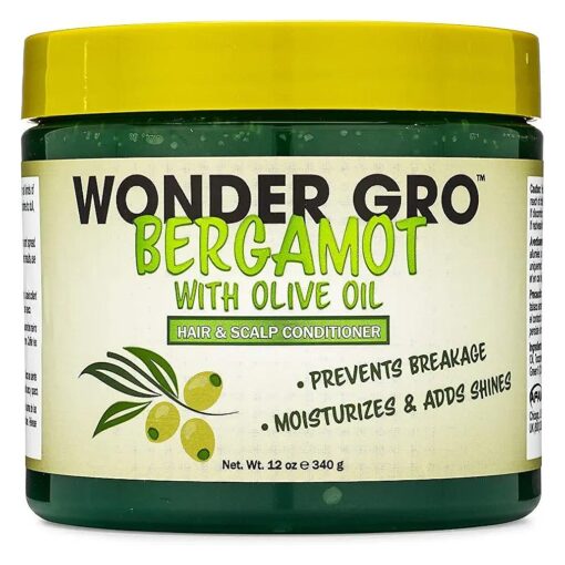 Bergamot with Olive Oil Hair Grease Styling Conditioner, 12 fl oz - Prevents Breakage - Moisturizes & Adds Shine by Wonder Gro