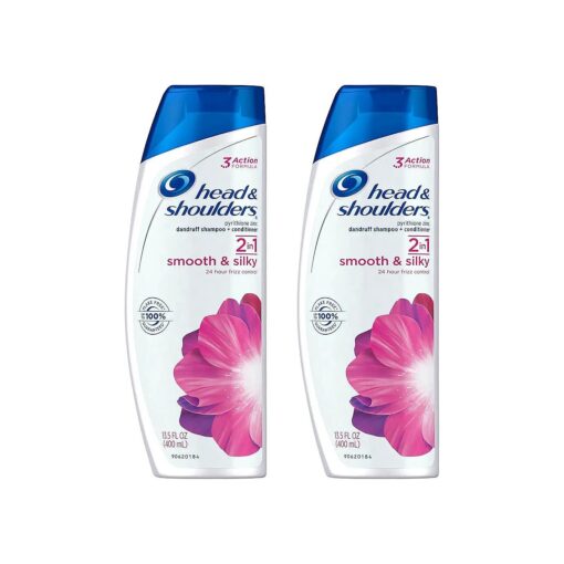 Head and Shoulders Smooth & Silky 2-in-1 Dandruff Shampoo and Conditioner 13.5 Fl Oz ( Pack of 2 )