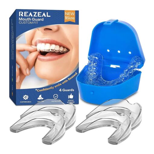 Mouth Guard for Grinding Teeth at Night : Moldable Dental Guard for Sleeping-4 Pack/One Size