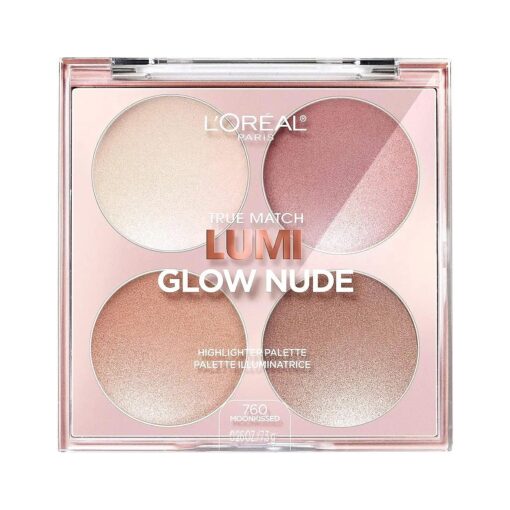 L'Oreal Paris Makeup True Match Lumi Glow Nude Highlighter Makeup Palette, Moon-Kissed, 0.26 oz .