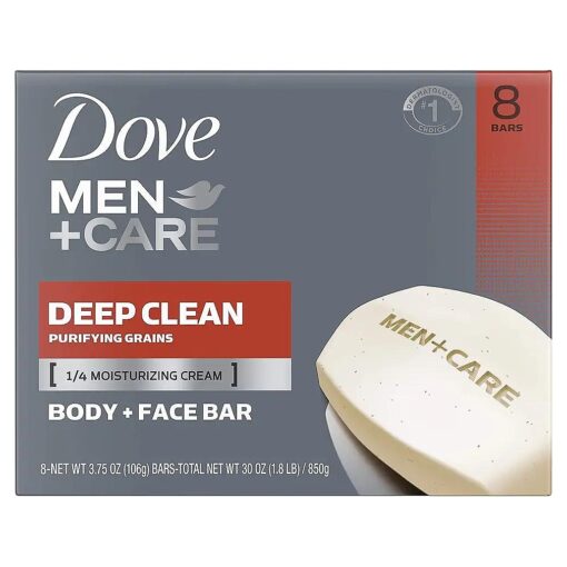 Dove Men+Care Bar Soap More Moisturizing Than Bar Soap Deep Clean Effectively Washes Away Bacteria, Nourishes Your Skin 3.75 oz, 8 Bars