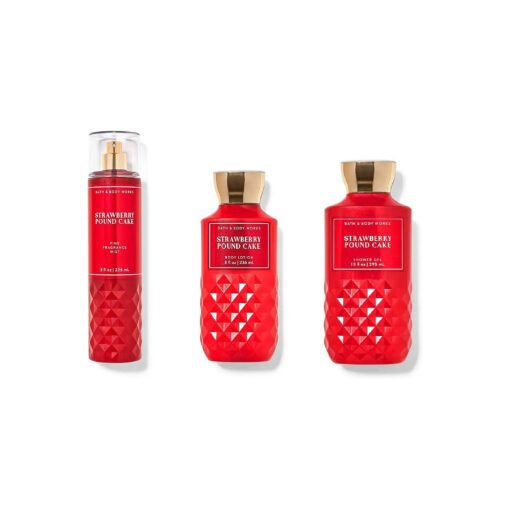 Bath and Body Works - Strawberry Pound Cake - Daily Trio - Fall 2020 - Shower Gel, Fragrance Mist & Body Lotion