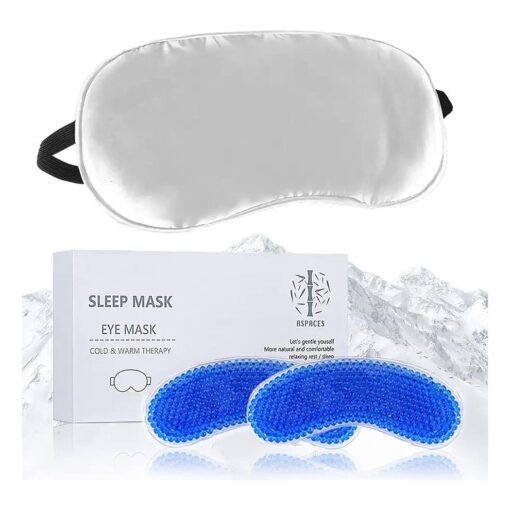 Cooling Eye Mask, Cold Compress Eye Mask with 2 Reusable Gel Bead Packs, Gel Eye Mask for Sleeping, Headaches, Dark Circles, Eye Bags, Dry Eyes, Migraines, Puffiness, Nap ( Pearl Gray )