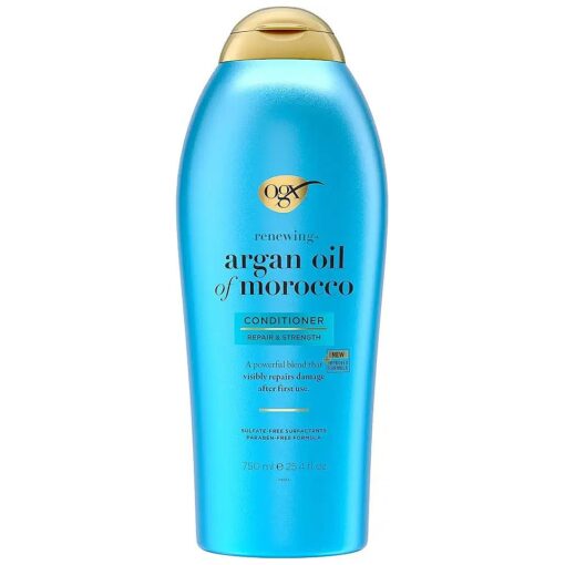 OGX Renewing + Argan Oil of Morocco Conditioner, Repair Conditioner & Argan Oil Helps Strengthen & Repair Dry, Damaged Hair, Paraben-Free, Sulfate-Free Surfactants, 25.4 fl, oz