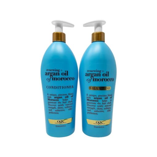 OGX Renewing Moroccan Argan Oil Shampoo and Conditioner Pump Bottle Salon Size Set ( 2 x 25.4 Oz )