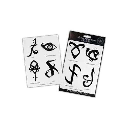 The Mortal Instruments : City Of Bones Battle Runes Tattoos - Temporary Tattoo 8-Pack - Fake Black Ink for Men, Women & Kids - Cool Face, Body, Hand Makeup Or Make Sleeves - Realistic Costume Temp Tat