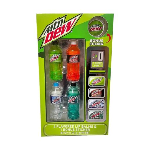 Mountain Dew Flavored Lip Balm 5-Piece Vending Machine Pack, Green, 5 Piece Set