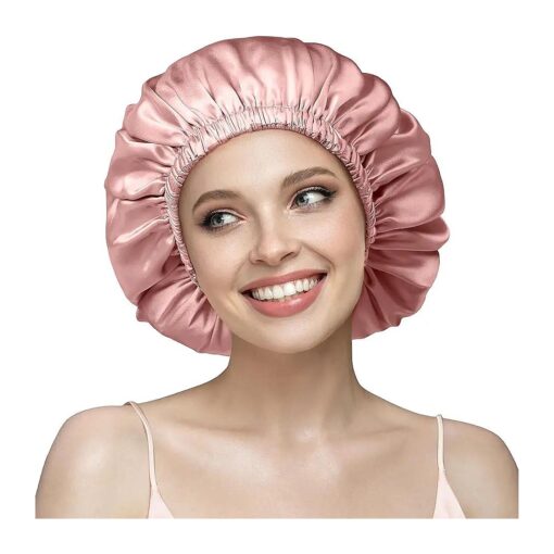 YFONG 22 Momme Mulberry Silk Bonnet for Sleeping Women -100 % Pure Mulberry Silk - Double Layer 6A Highest Grade Fibers - Silk Sleep Cap, Adjustable Silk Hair Wrap with Elastic Stay On Head