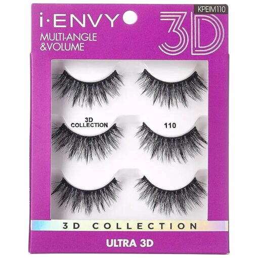 iEnvy False Eyelashes 3 Pairs Fluffy and Natural Multiangle and Volume Faux Mink Lashes ( 10 )