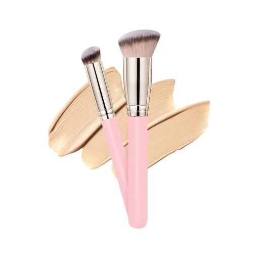 Makeup Brushes Dpolla Pro Foundation Brush and Flawless Concealer Brush Perfect for Any Look Premium Luxe Hair Contour Brush Perfect for Blending Liquid, Buffing, Cream, Sculpting, Mineral Makeup ( Pink )