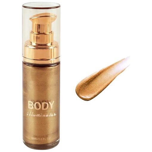 Body Luminizer Shimmer Oil Liquid Highlighter Makeup, Body Glow Shimmer Lotion Radiance All In One Makeup, Waterproof Moisturizing Shimmer Body Oil- Glistening Bronze