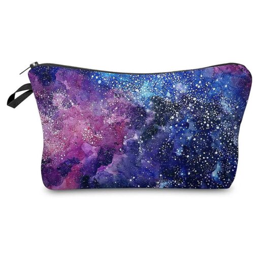 Makeup Toiletry Cosmetic Travel Carry Bag Zippered Luggage Pouch Multifunction Make-up Bag Holder Organizer Pouch Gift For Adult Women Men ( Cool Starry Sky )