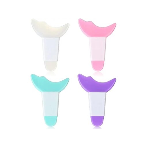 4 Pcs Mascara Eyelash Guard, Applicator Double Head Guard Tool Eyelash Eyeshadow Auxiliary Guard Tool Pads, Silicone Reusable Eyelash Guide Prevent Eyeliner Tool Mascara Guard ( Cute Color )