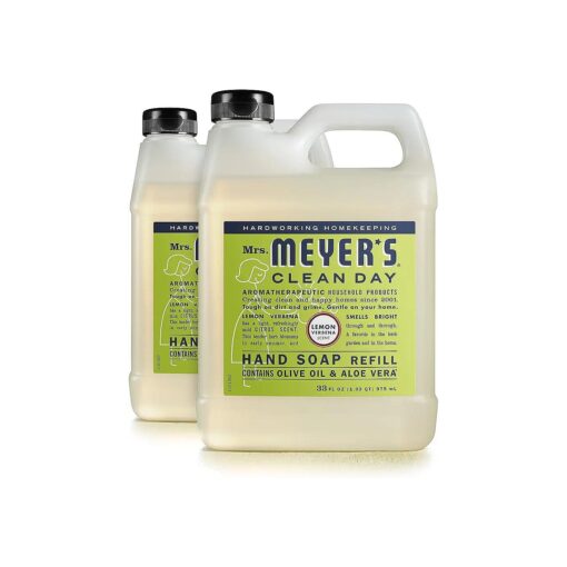 MRS. MEYER 'S CLEAN DAY Hand Soap Refill, Made with Essential Oils, Lemon Verbena Multi Packs 33 Fl Oz ( Pack of 2 )